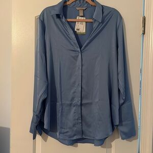 Blue button down blouse